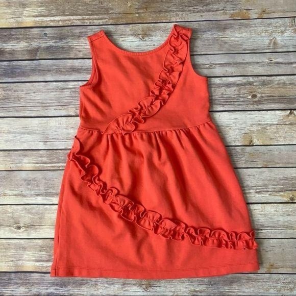Janie & Jack Girls Persimmon Ruffle Ponte Dress 4 - Picture 9 of 11